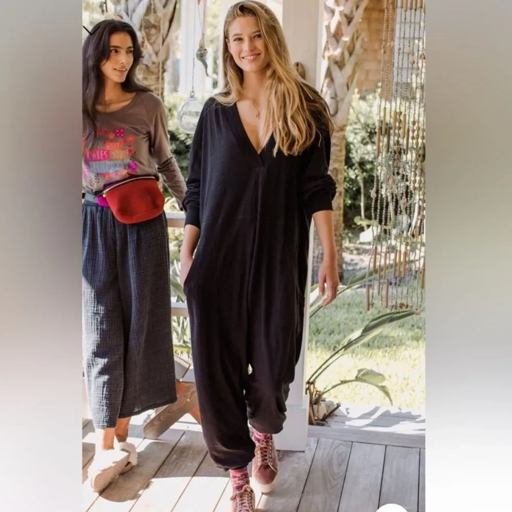 Natural Life Johnny Oversized 100% Cotton Muted Coastal Blue Relaxed Jumpsuit XS